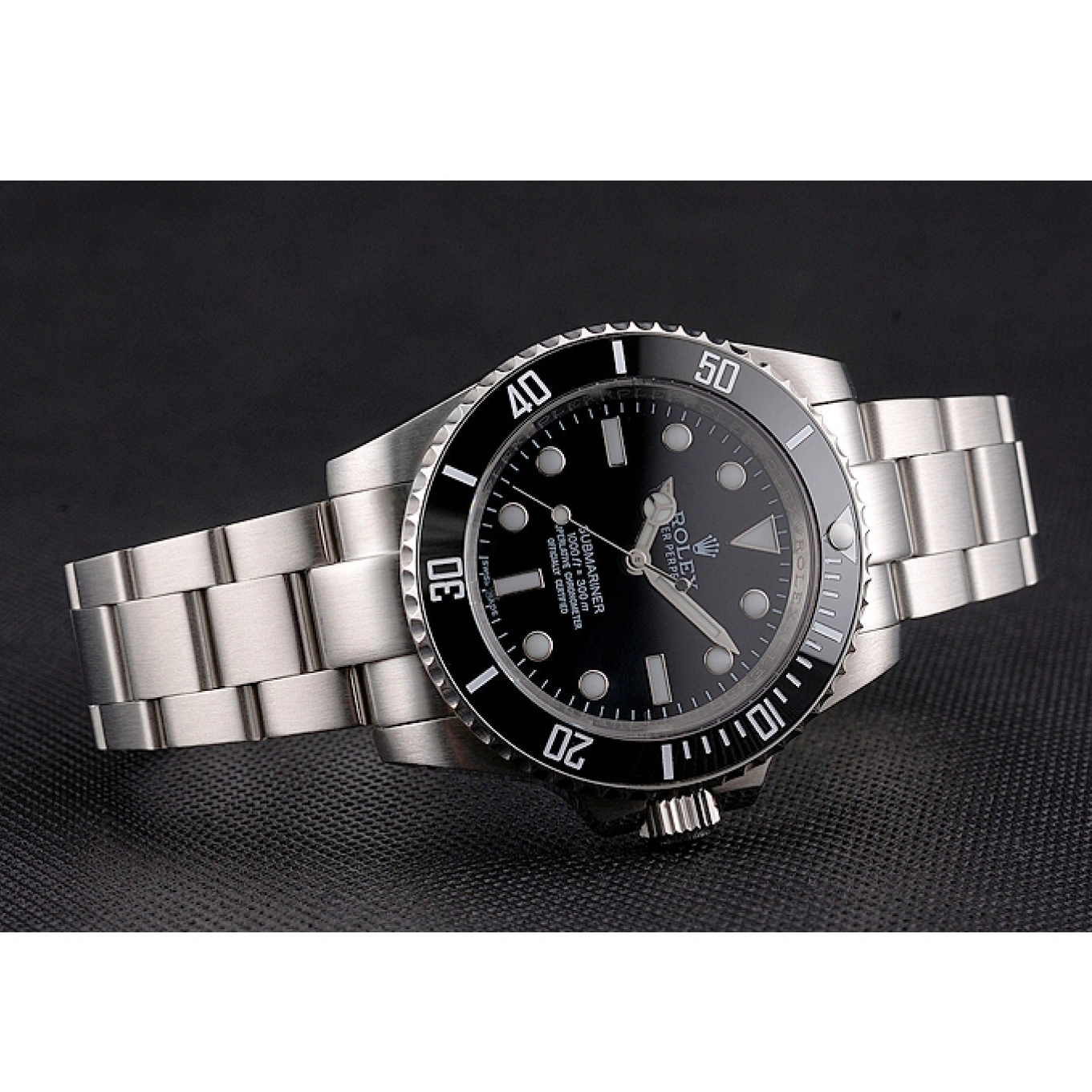MiroTime 1027 Swiss Rolex Submariner No Date Black Dial And Bezel Stainless Steel Case And Bracelet